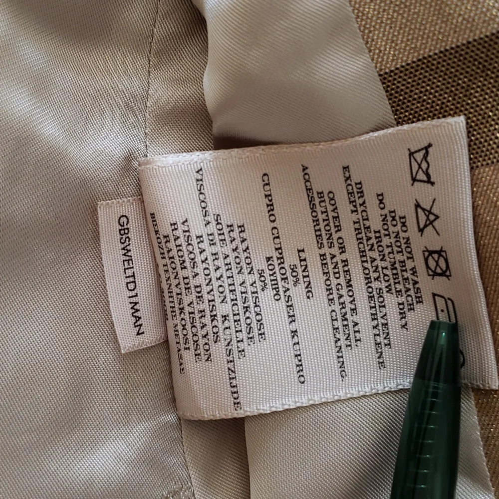 BURBERRY GOLD SHIMMER METALLIC CHECK PLAID TRENCH COAT - Picture 13 of 16